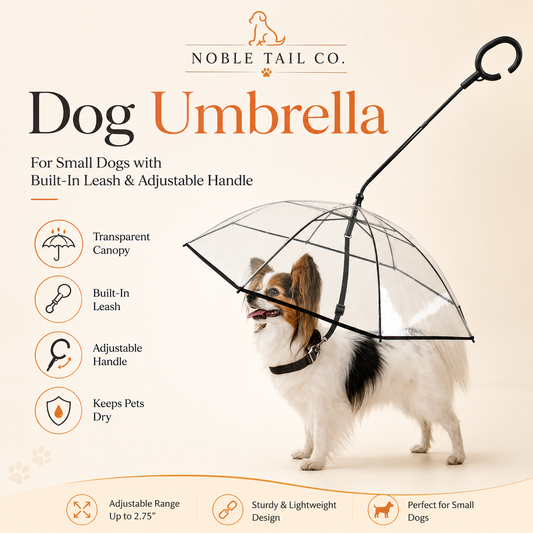 Dog Umbrella for Small Dogs with Built-In Leash & Adjustable Handle